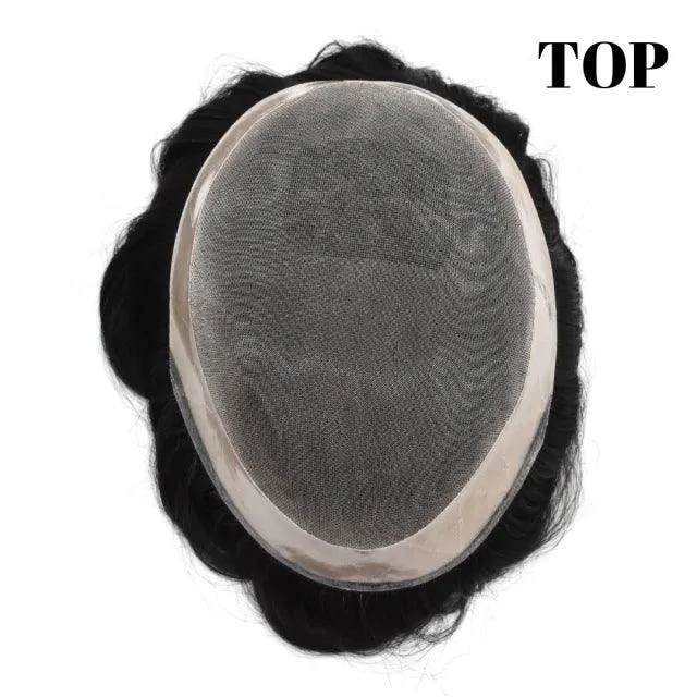 100% Human Hair Mens Toupee Swiss Lace Q6 Short Hair Systems Natural Hairline For Men