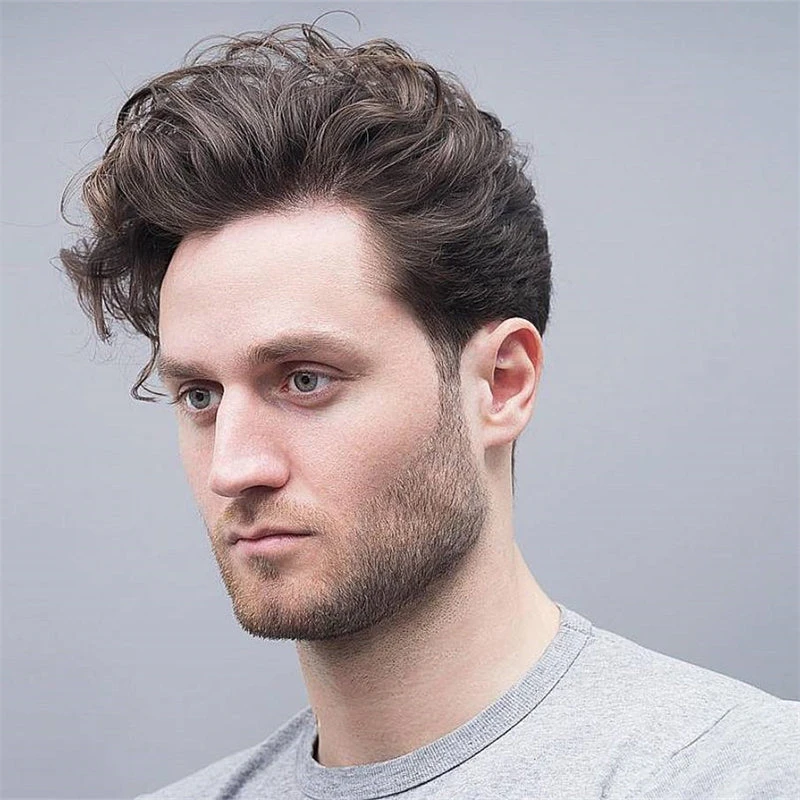 100% Human Hair Mens Toupee P1-3-5 Fine Mono Human Hair Natural Hairpiece
