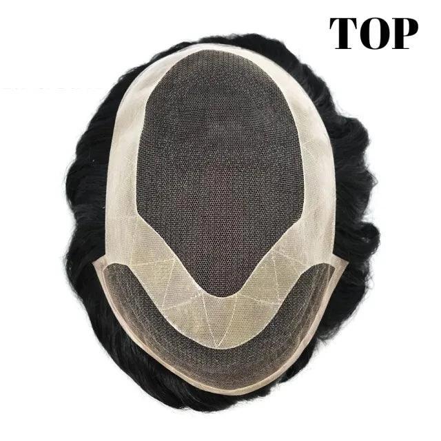 100% Human Hair Mens Toupee P1-4-8 French Lace Men's Hair Invisible Natural Hairline