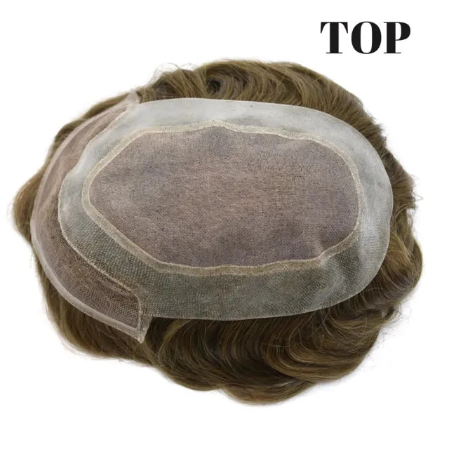 100% Human Hair Mens Toupee P2-3-8 Lace Front Wigs UK Fine Mono Filament