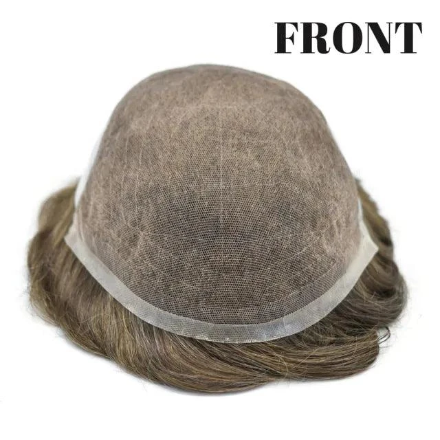 100% Human Hair Mens Toupee Swiss Lace Q6 Short Hair Systems Natural Hairline For Men