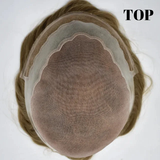 100% Human Hair Mens Toupee Mono TS-2 Natural Lace Front Durable Silk