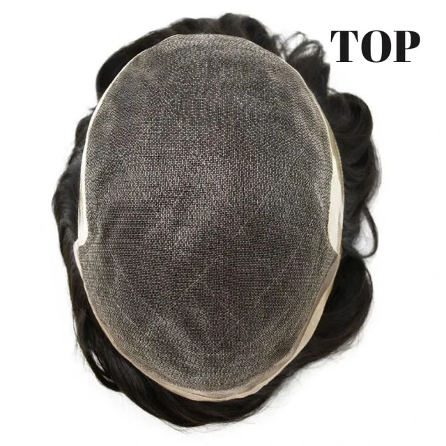 100% Human Hair Mens Toupee Mono T-17 Natural Short Human Hair Wigs