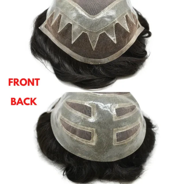 100% Human Hair Mens Toupee FPM Mono French Lace Front Hair For Men
