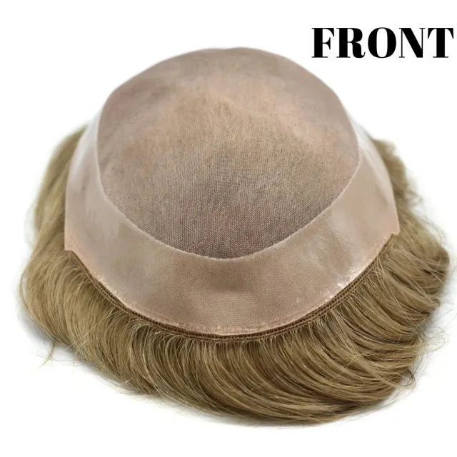 100% Human Hair Mens Toupee D7-3 Mono Natural Human Hair Lace Wig