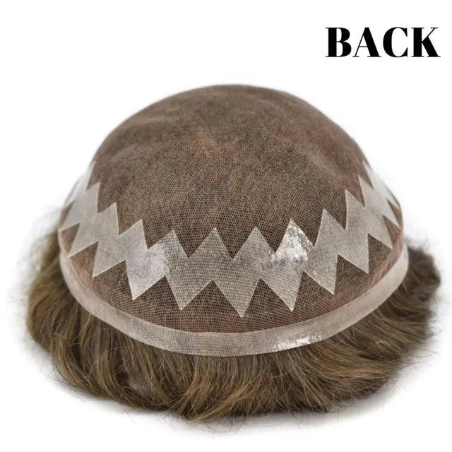 100% Human Hair Mens Toupee BX6 Natural Lace Front Men's Toupee