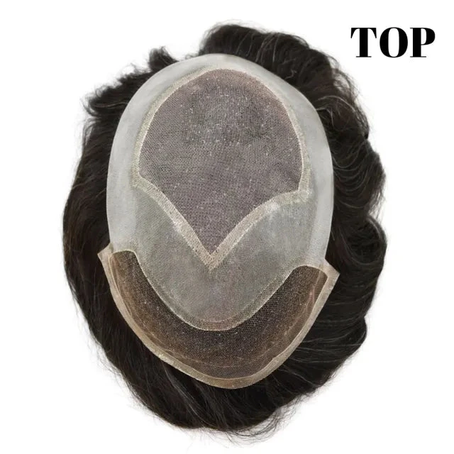 100% Human Hair Mens Toupee Fine Mono P2-3-9 Lace Front Wig Human Hair Natural Hairline