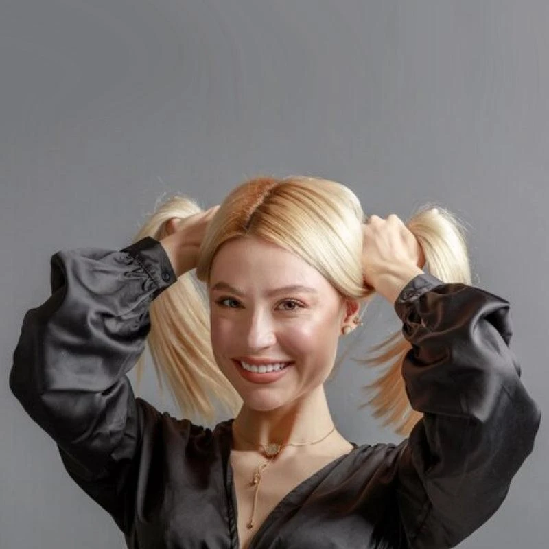 100% Human Hair Golden Blond With Drop Dark Roots Topper Wig for Women