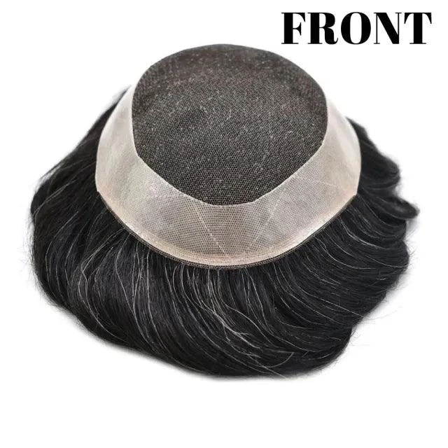 100% Human Hair French Lace Mens Toupee D7-5 Lace Easy Tape Real Human Hair Wigs for Men