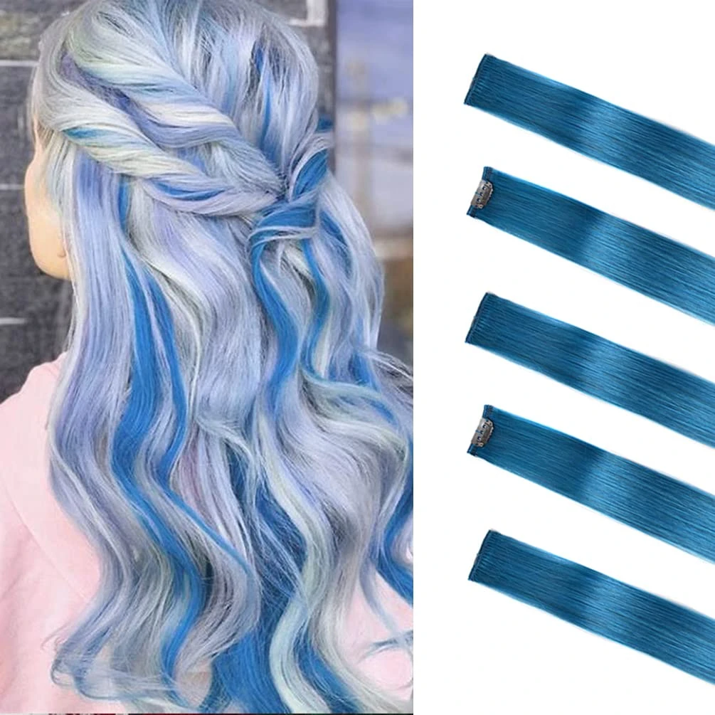100% Human Hair Dark Blue Clip-in Extension Hairpieces For Women