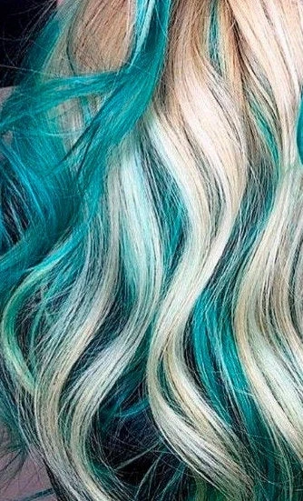 100% Human Hair Clip-in Hair Green Real Colourful Extension For Women