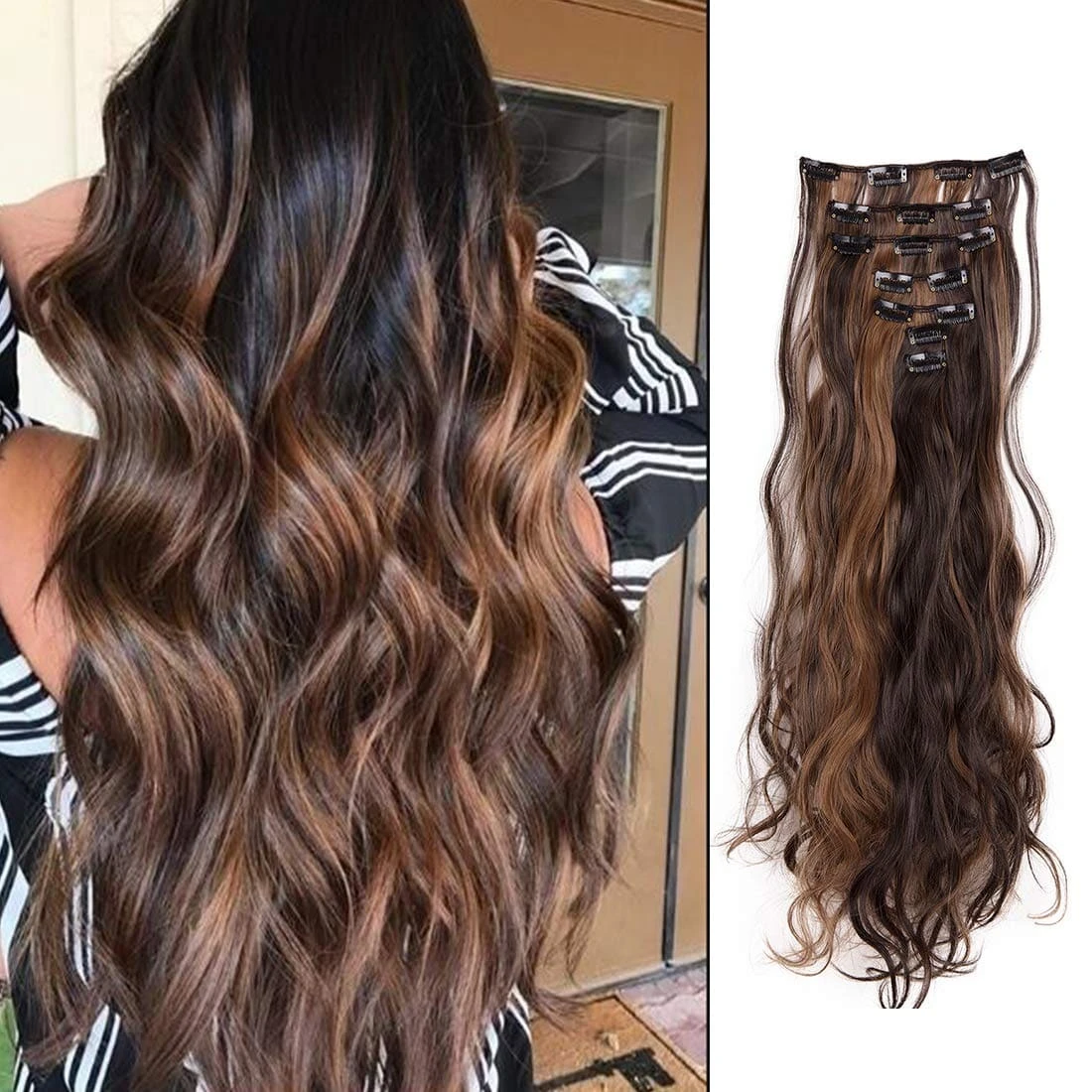 100 % Human Hair 4pcs Set / 7pcs Set Clip in Hair Extensions For Women 16/18/20/22/24 inch