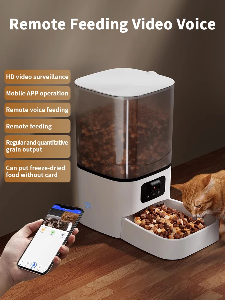 New 6L automatic feeder dog large capacity with real-time monitoring Bluetooth pet smart cat food feeding machine
