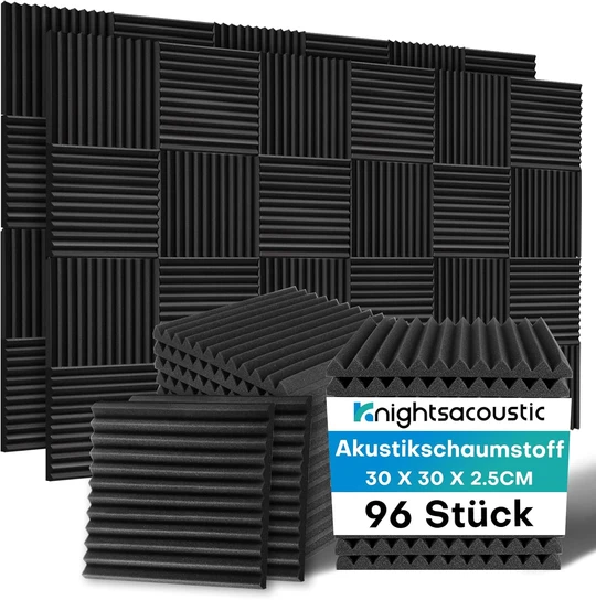 96 Stück Akustikschaumstoff Schalldämmung, 2.5 X 30 X 30CM Schallschutzplatten, Schalldämmung Schaumstoffplatte Akustik Schaumstoff, Schalldämmung Akustikpaneele für Tonstudio Podcasts Youtube-Zimmer
