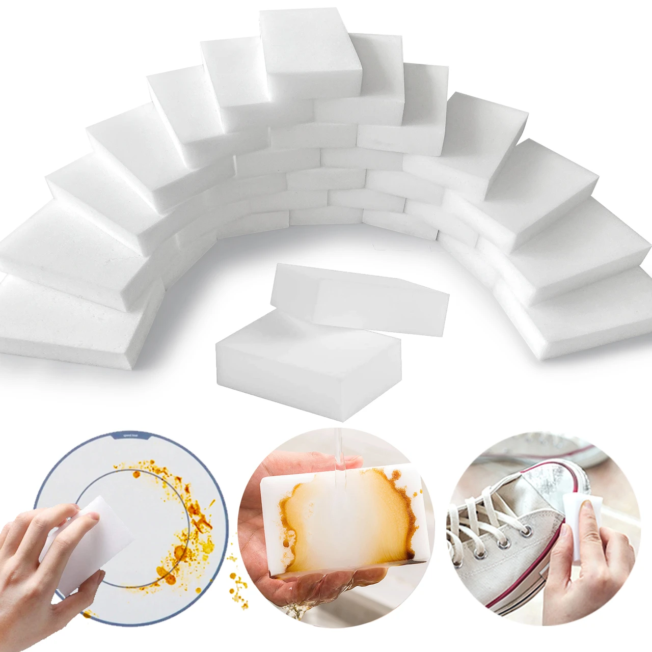 Magic Sponge Eraser, 50 Pack Melamine Sponge Sheets Foam in Bulk, All-Purpose Large Kitchen Dish Cleaning Pads, White Nano Scrub Non-Scratch Cleaner for Household, Bathroom, Wall