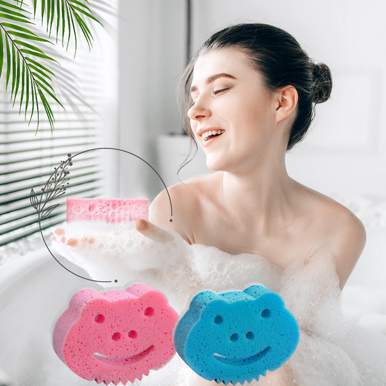 Bath Sponge Shower Sponge, 2 Pieces Exfoliating Sponge Washing Sponge Body, Bath Shower Sponge Body Scrubber, Body Scrub, Cleaning Sponges for Adults Children