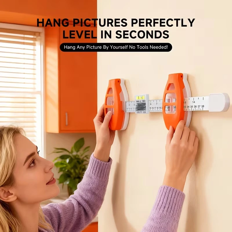All-in-One Picture Hanging Tool, Picture Hanger, Picture Frame Level Ruler, Portable Picture Leveling and Hanging Tool, Perfect to Hang Pictures, Mirrors, and Shelves