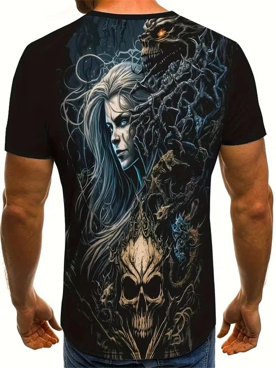 Big-size men's fashion street 3D printed pattern short-sleeved T-shirt for summer, men's oversized casual sports T-shirt top