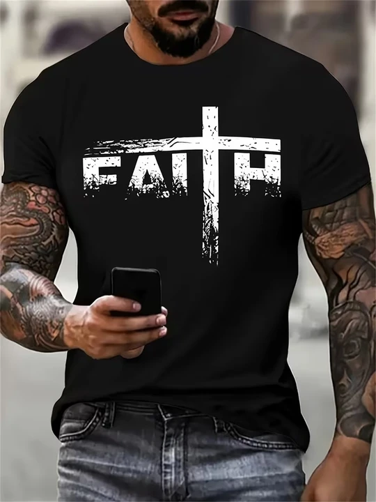 Summer Men's Short-Sleeved Youth New Digital Print Large-Sized T-Shirt