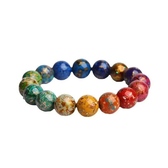 Chinese Style Multicoloured Lacquer Bead Bracelet, Intangible Heritage Lacquer Craft, 20mm Unisex Oriental Art Jewelry