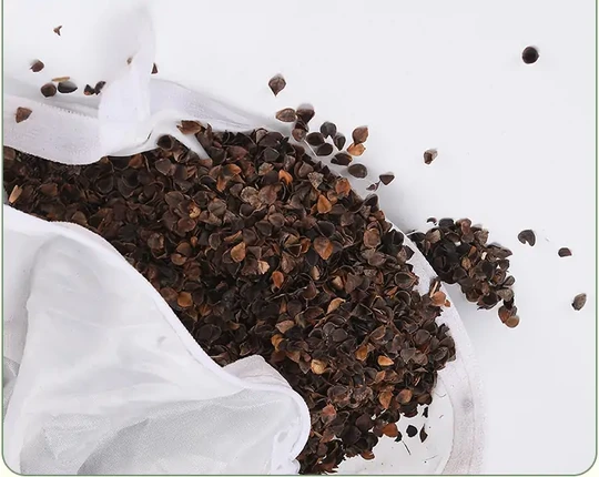 Close-up of high-temperature sterilised sweet buckwheat hull filling for cervical pillow