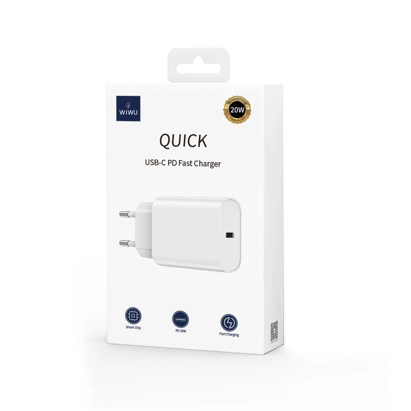 WIWU WI-U001 QUICK 20W PD CARICATORE RICARICA RAPIDA BIANCO