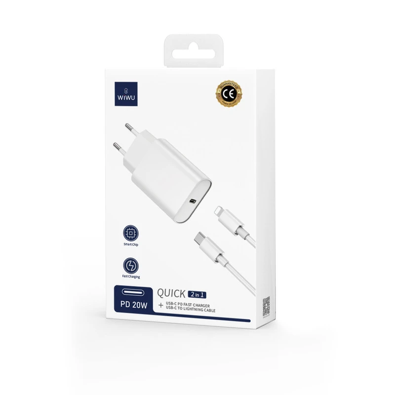 WIWU WI-U001 QUICK C-L 20W CARICATORE CON CAVO BIANCO