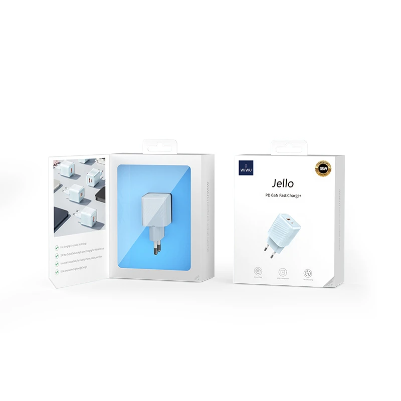 WIWU WI-U015 JELLO DUAL 35W PD CARICATORE RICARICA RAPIDA BLU