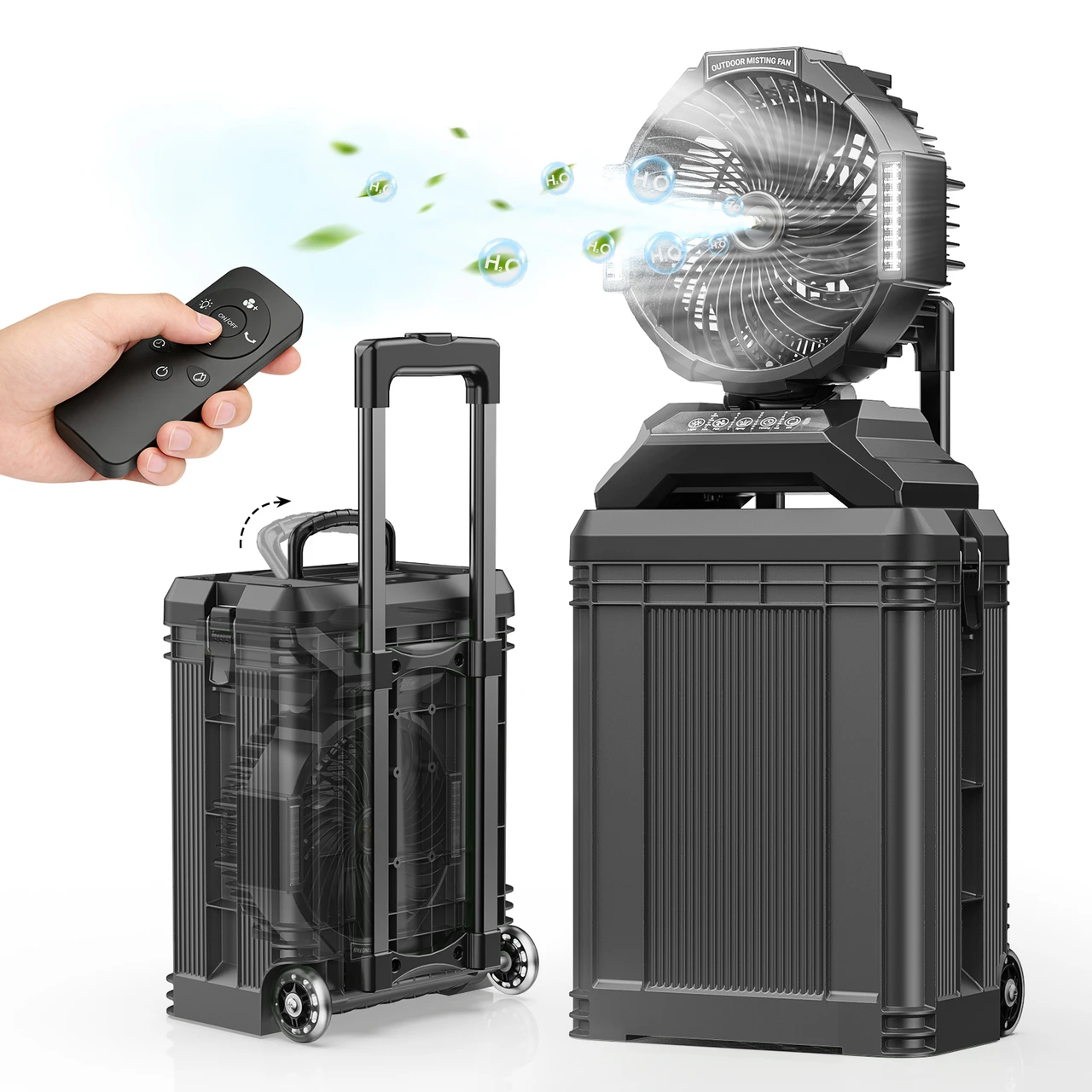4 Gal Large Misting Bucket Fan Portable, 40000mAh Rechargeable Mister Fan with Retractable Handle & Oscillating Camping Fan for Patio/Beach/Fishing/Golf/Travel Essentials 