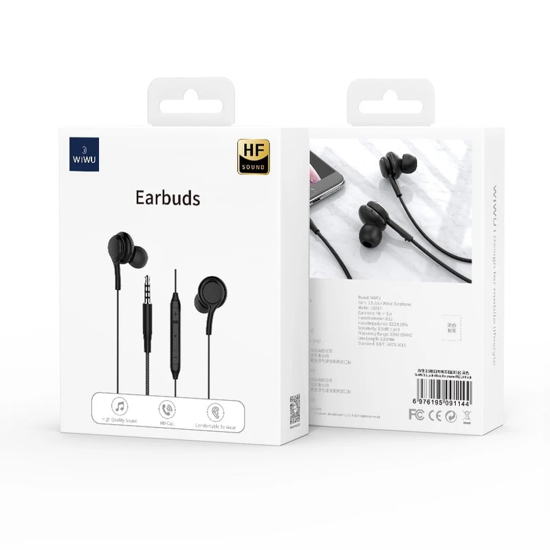 WIWU EB-310 3.5 JACK AURICOLARE CABLATO NERO