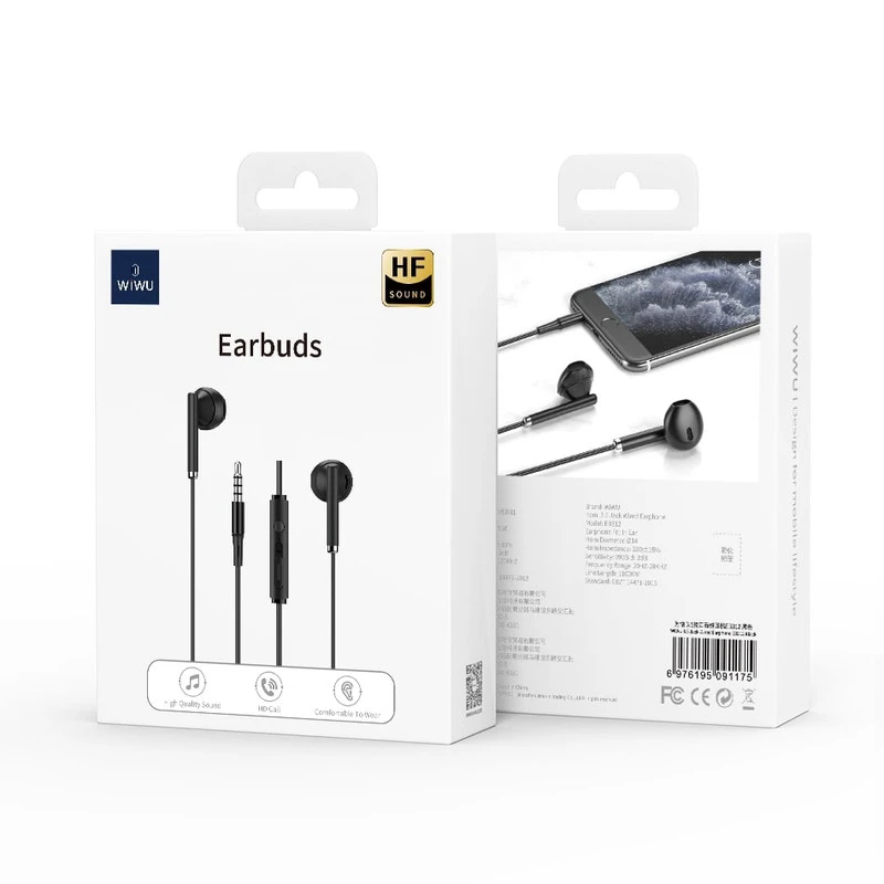 WIWU EARBUDS EB312 AURICOLARE JACK NERO