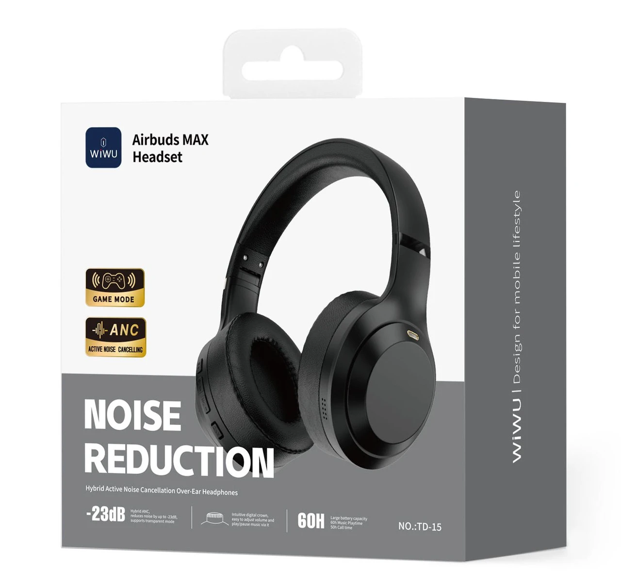 WIWU TD-15 ANC CUFFIE AIRBUDS MAX NERO