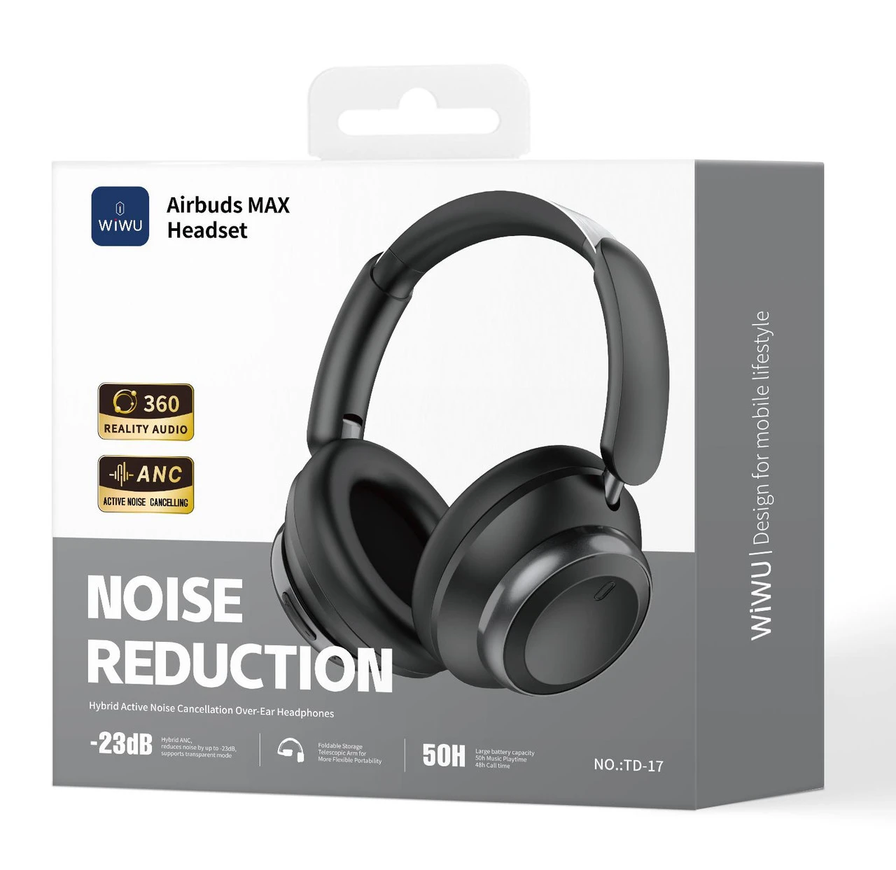 WIWU TD-17 ANC CUFFIE AIRBUDS MAX NERO