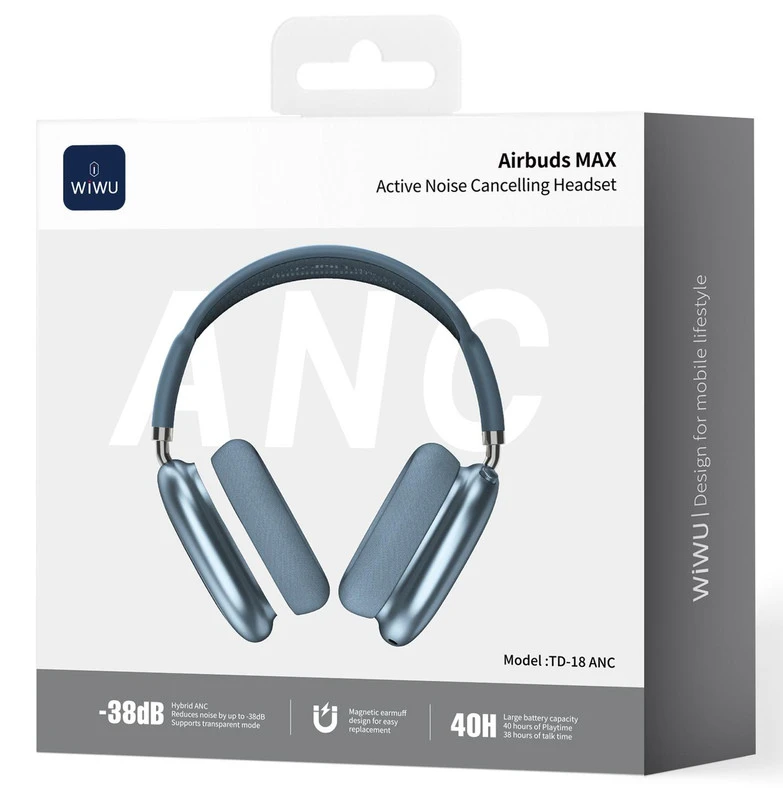 WIWU TD-18 ANC CUFFIE AIRBUDS MAX AZZURO