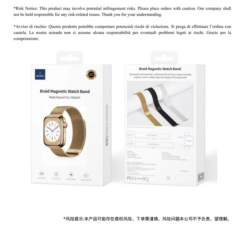 WIWU MAGNETIC WATCH BAND GREY GOLD 42/44/45/49