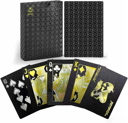 ACELION Waterproof Playing Cards, Plastic Playing Cards, Deck of Cards, Gift Poker (Black Diamond Cards)
