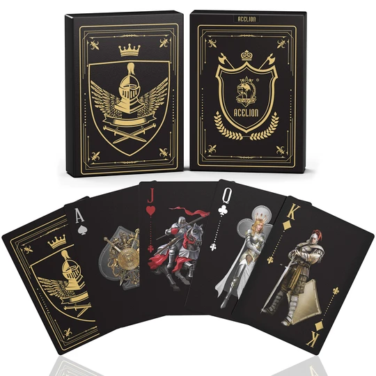  Click to see full view ACELION Waterproof Clear Playing Cards, Plastic Playing Cards, Deck of Cards, Gift Poker Cards (Knight)