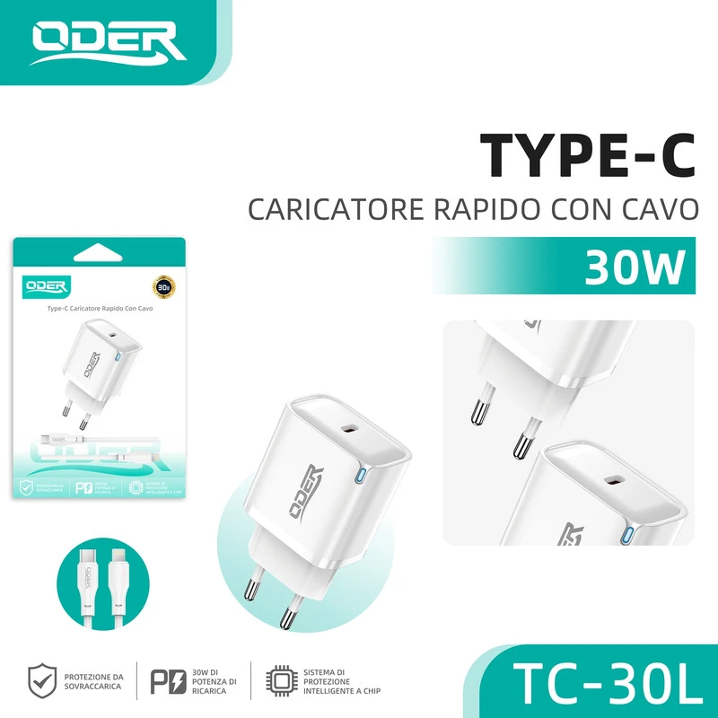 ODER GC-30L CARICATORE 30W+CAVO C-L