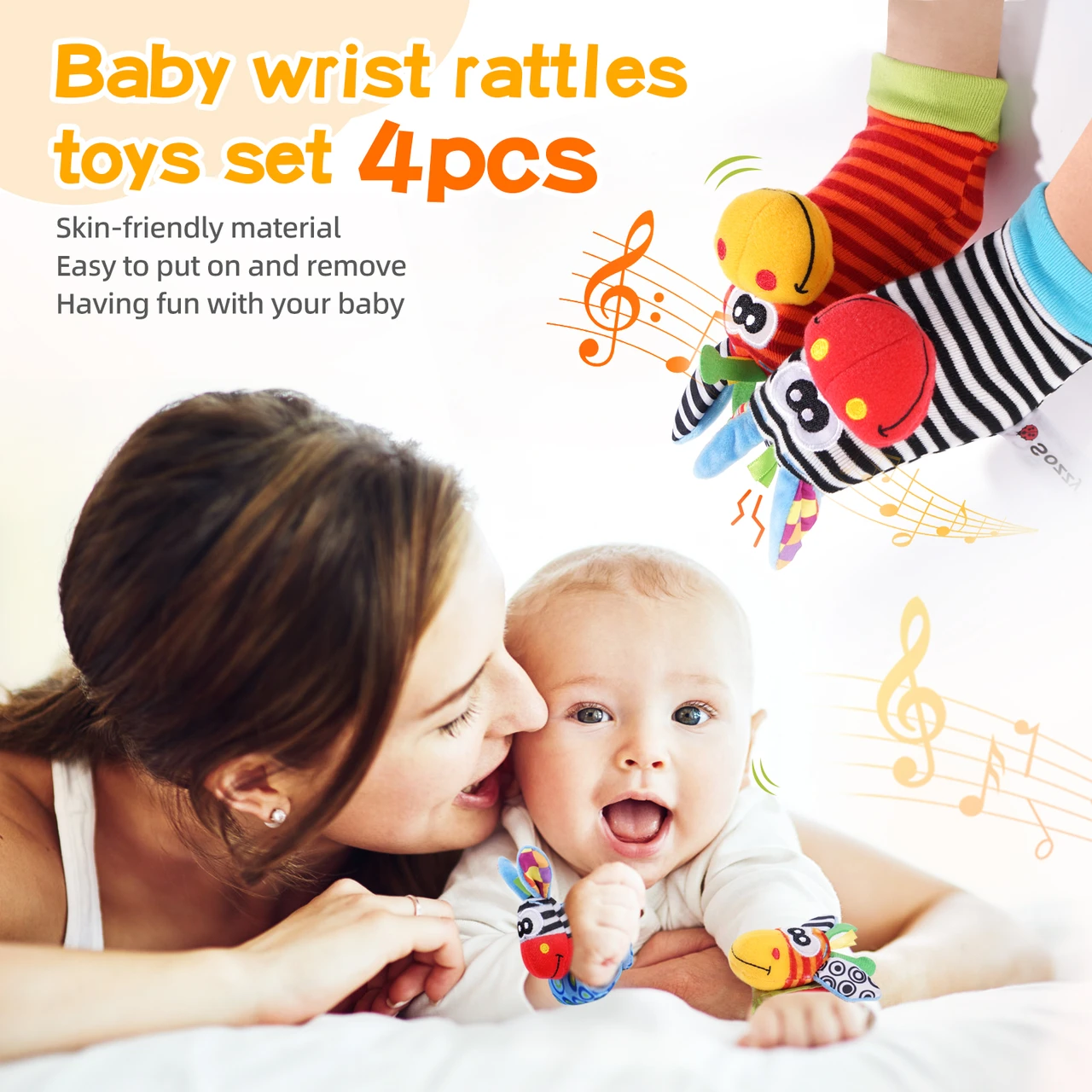 Baby Toys 0-6 Months, Infant Rattle Socks, Wrist Hand & Foot Finder Socks Set,Soft Newborn Sensory Toys,Infant rattles for Babies 0 3 6 Months,Girl Boy Shower Gifts 6-12 Months