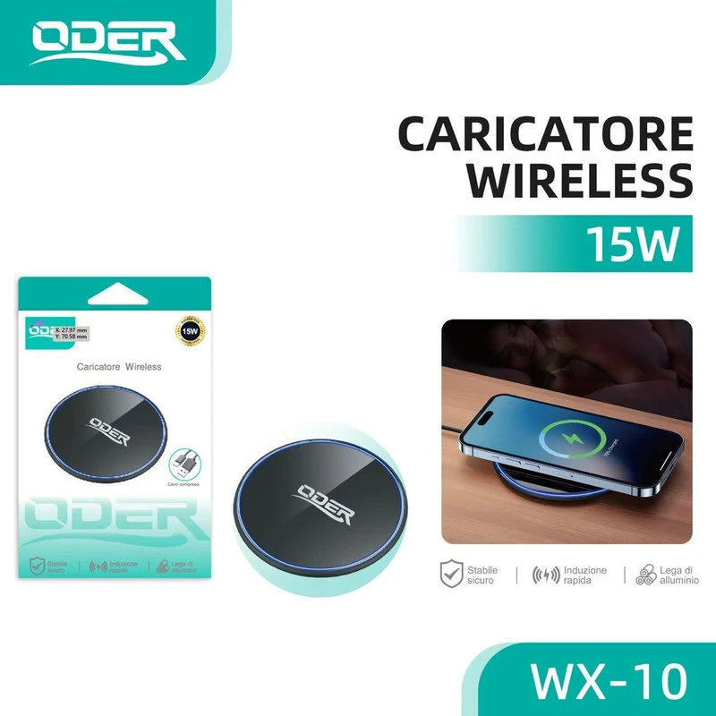 ODER WX-10 CARICATORE WIRELESS 15W