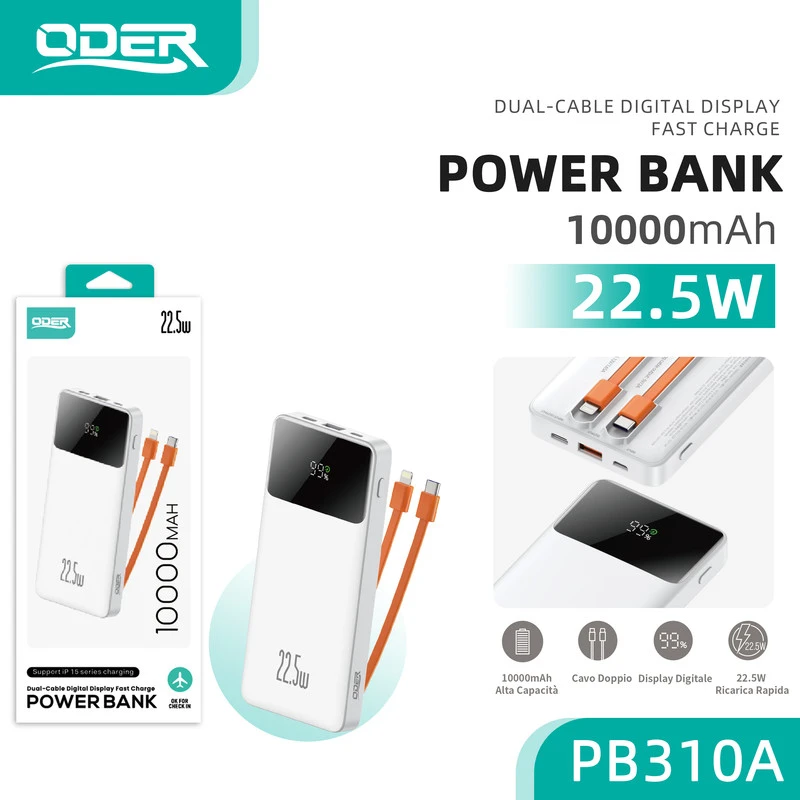 ODER PB310A 10000MAH POWER BANK BIANCO
