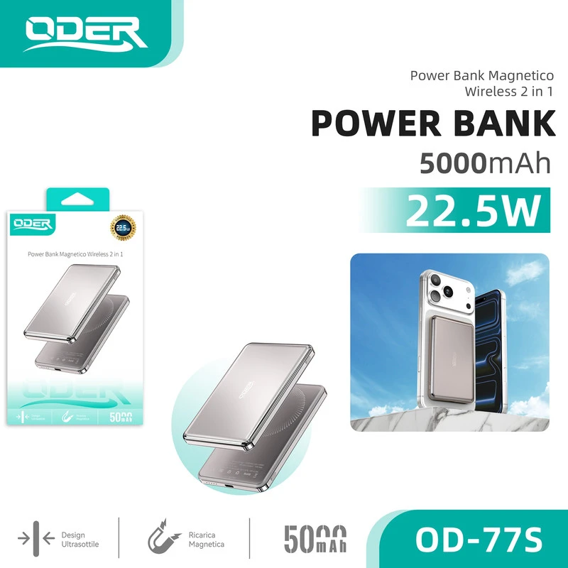 ODER-77S POWER BANK 5000mAh Argento