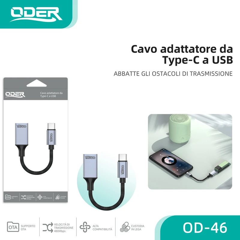 ODER-46 CAVO ADATTATORE DA TYPE-C A USB