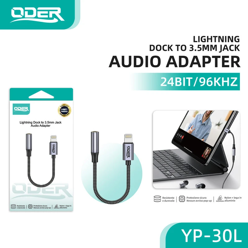ODER YP-03L ADATTATORE AUDIO LIGHTNING-3.5mm JACK