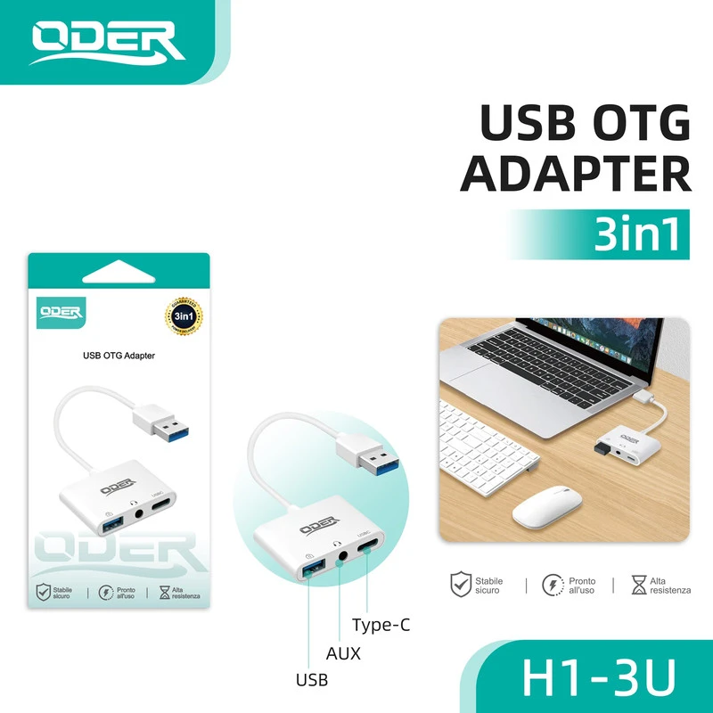 ODER H1-3U ADATTATORE USB OTG 3in1