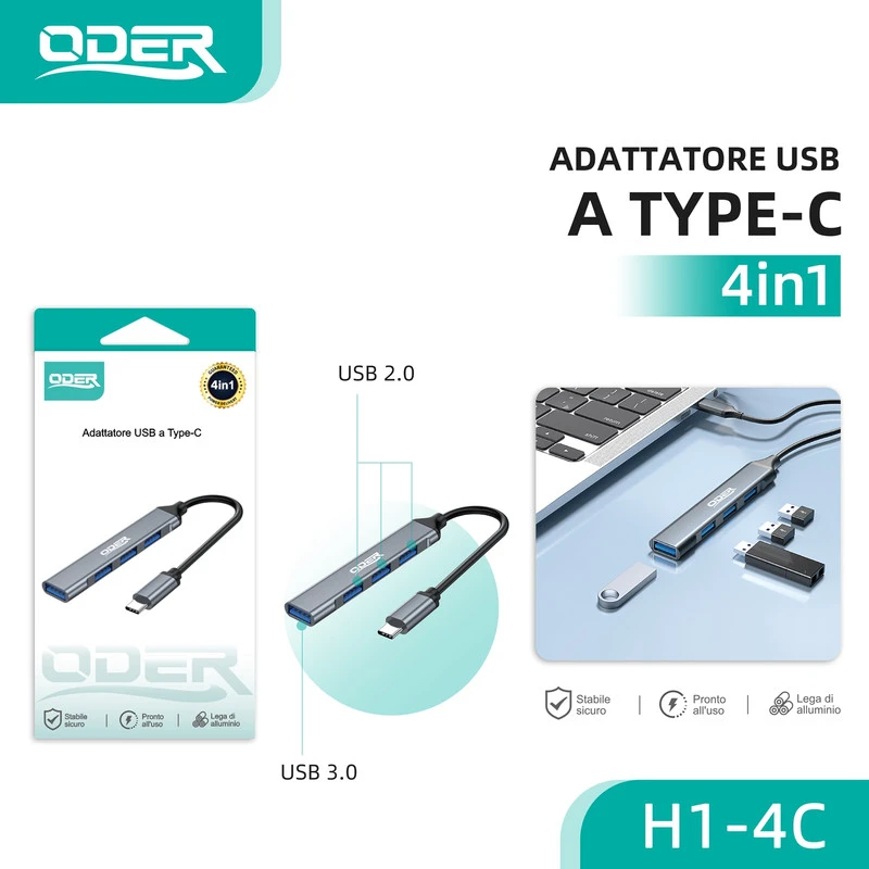 ODER H1-4C ADATTATORE 4in1 USB-TYPEC