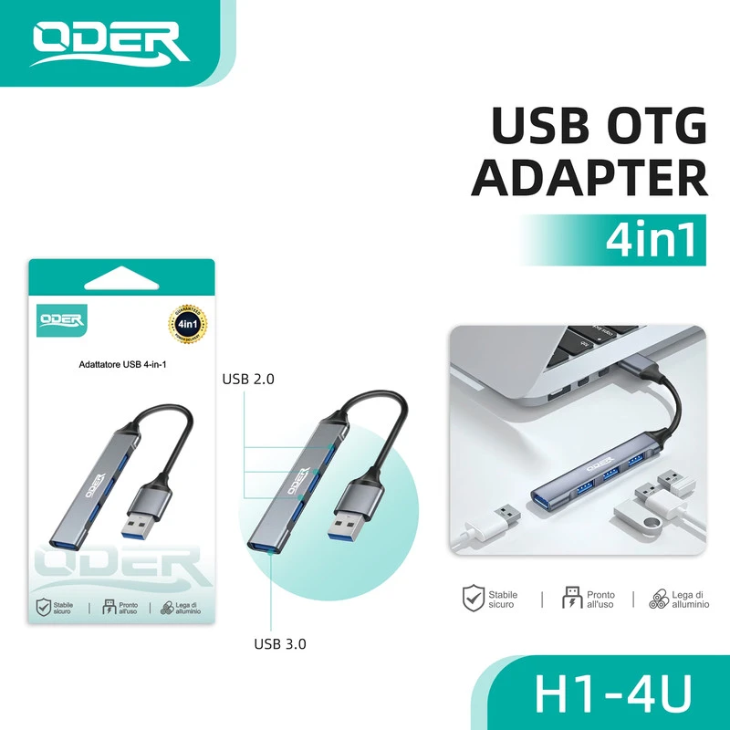 ODER H1-4U ADATTATORE USB OTG 4in1