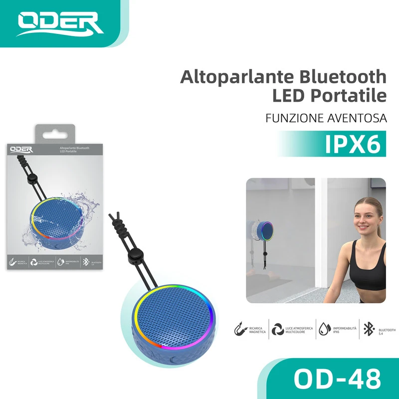 ODER-48 ALTOPARLANTE BLUETOOTH LED PORTATILE