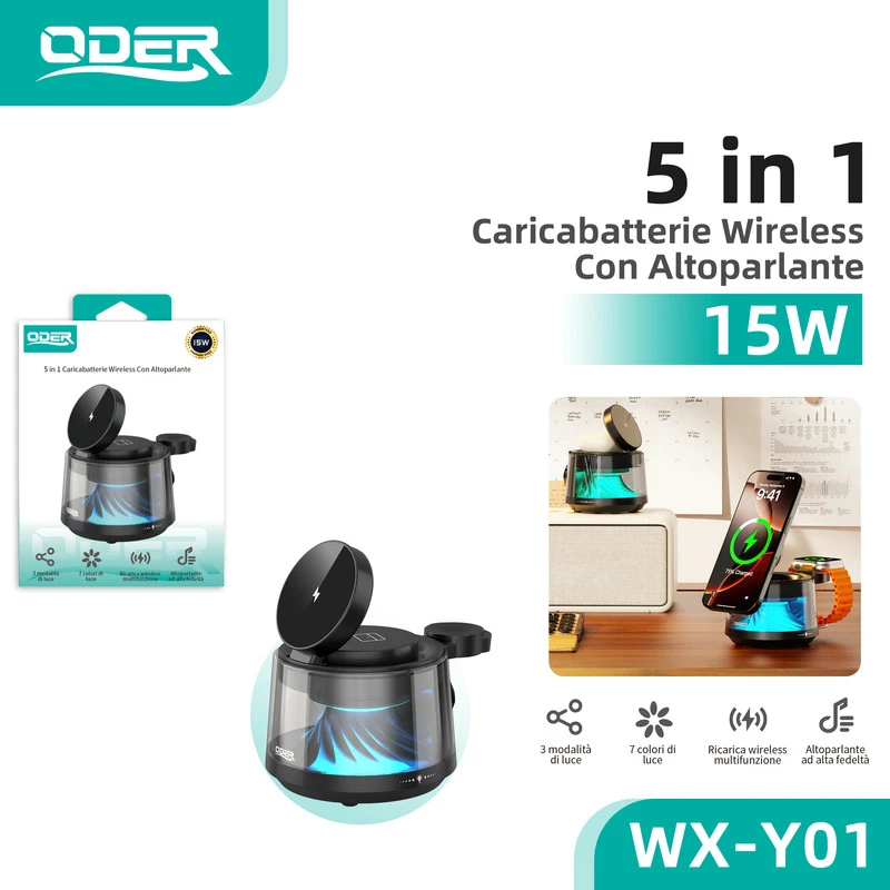 ODER WX-Y01 CARICABATTERIE WIRELESS CON ALTOPARLANTE