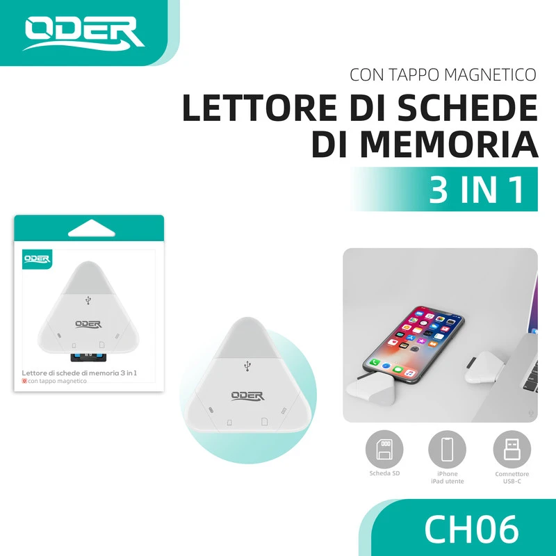 ODER LETTORE DI SCHEDE DI MEMORIA 3 IN 1